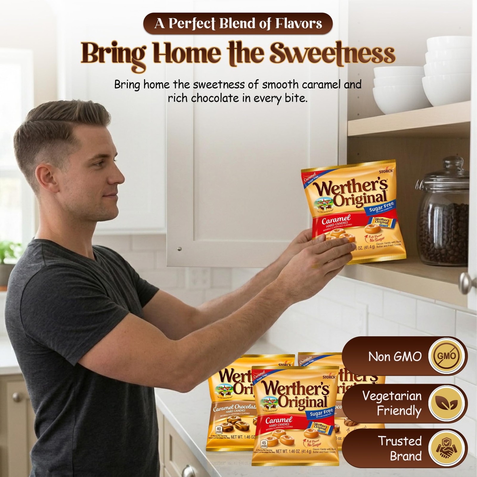 Werthers Sugar-Free Hard Candy Variety Pack (1.46 oz Each) – 2 Caramel 4