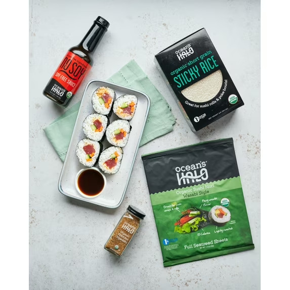 Ocean’s Halo Organic White Sticky Sushi Rice 2lb Bag Premium Short Grain Grain