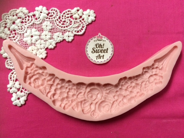 Curved roses lace silicone mold fondant cake decorating bakery food icing FDA