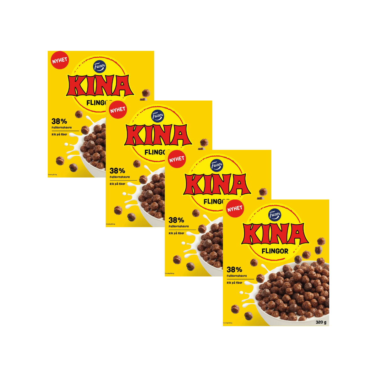 4x Fazer KINA Cereal 320g | Scandinavian Chocolate Breakfast Cereals