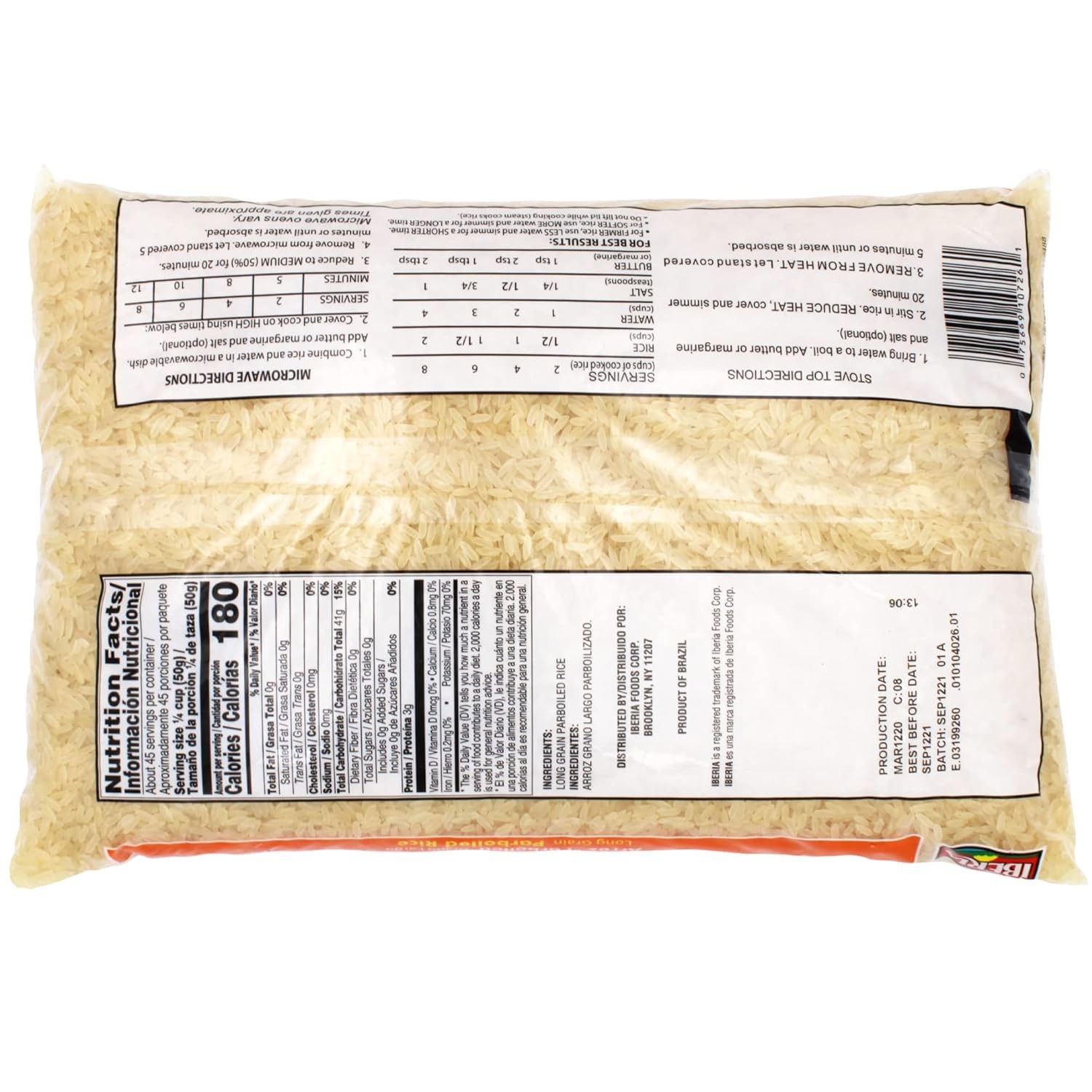 Parboiled Long Grain Rice 5 Pound Iberia Brand Parboiled White Rice 5 lb Rice