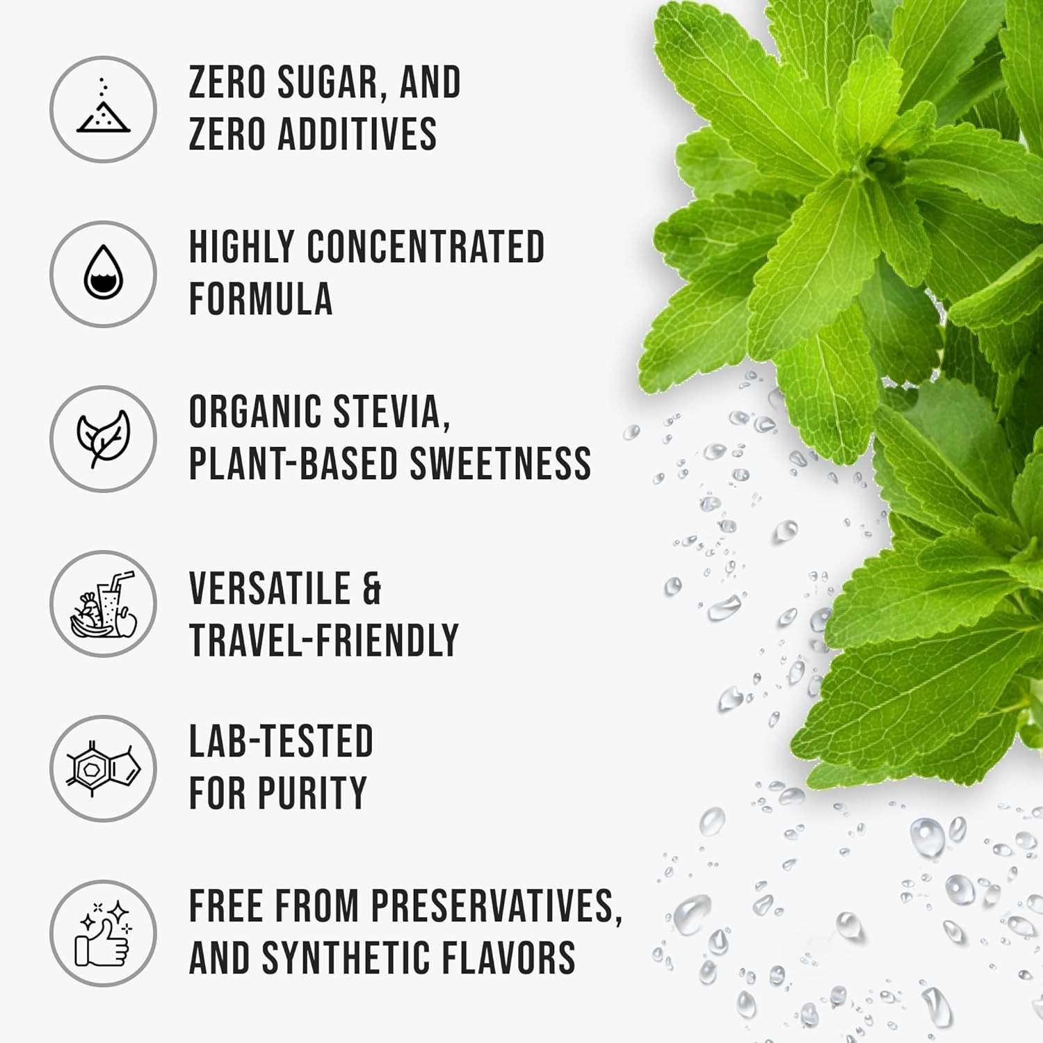 Organic Stevia Liquid Drops Zero Calorie Natural Sweetener 1 fl oz 228 Servings