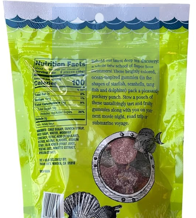 Trader Joe’s Super Sour Scandinavian Swimmers Chewy Gummy Candy Gluten Free 14oz
