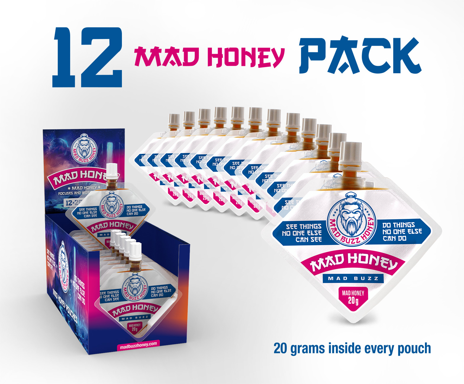 Wild Buzz Himalayan Honey 20g Pouch Nepal Honey | 12-Pack