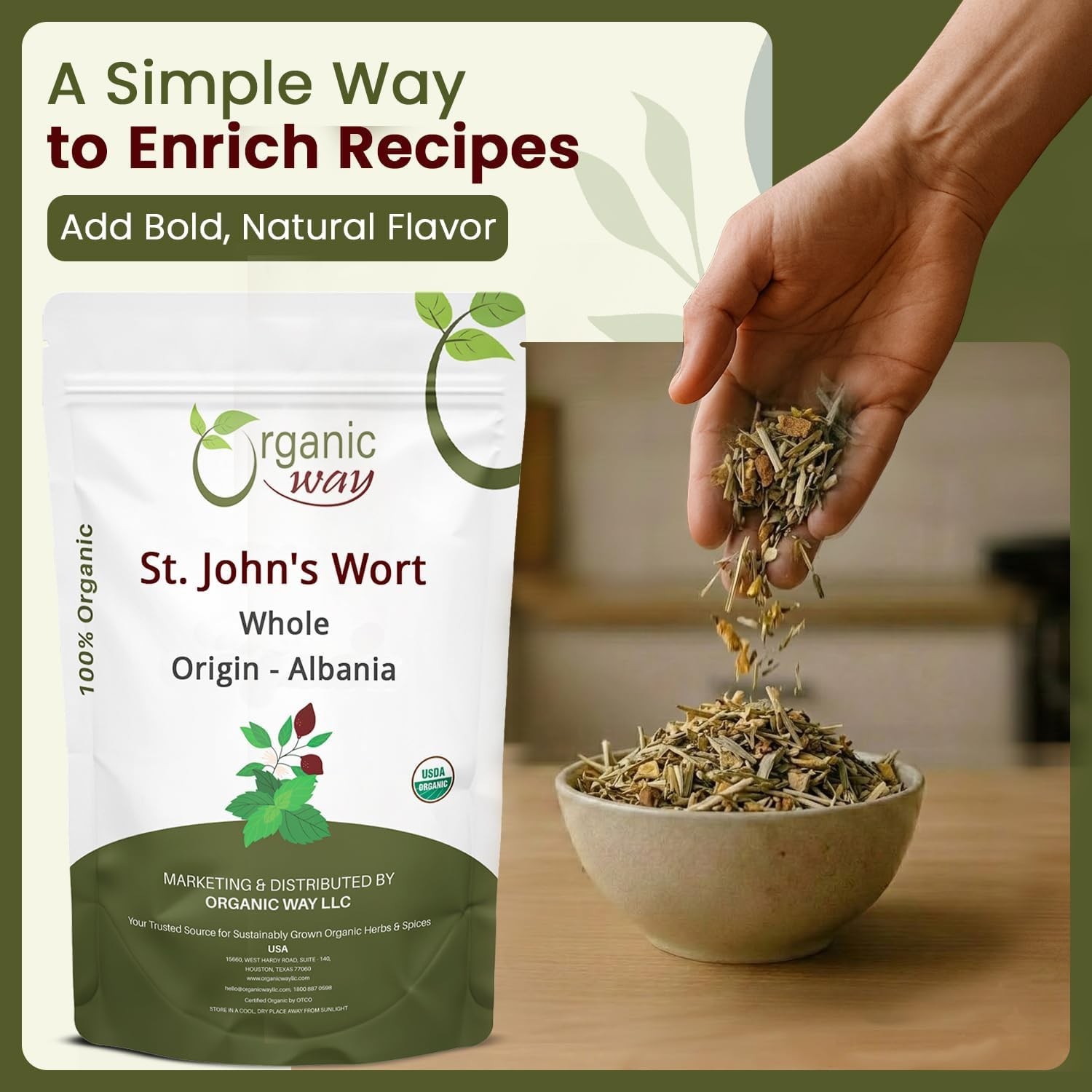 Organic Way St. John’s Wort Whole – Organic, Kosher & USDA Certified