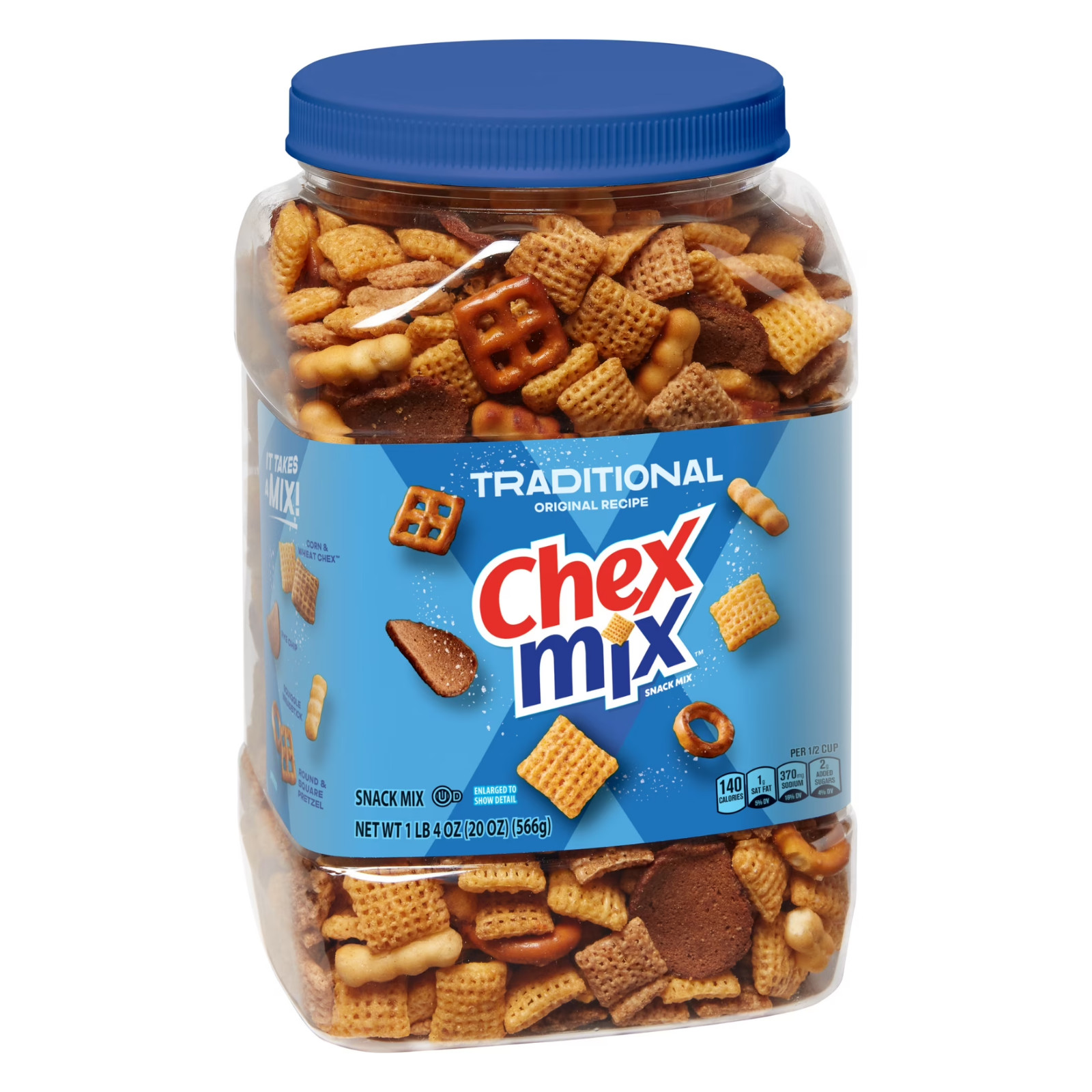 Chex Mix Traditional Snack Mix, Salty Snacks Tub, 20 oz New Free Ship
