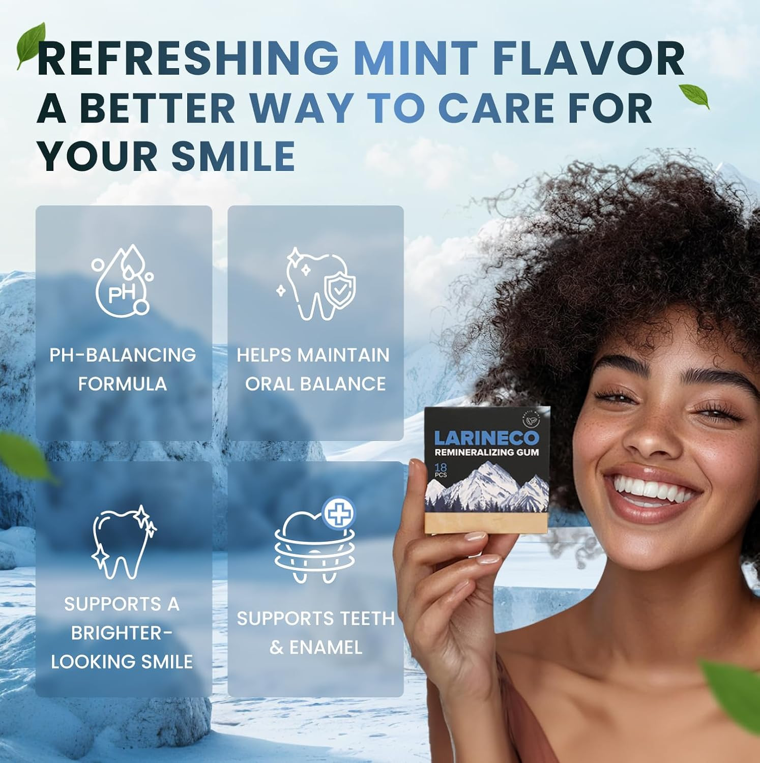 Larineco Sugar-Free Remineralizing Gum, Hydroxyapatite & Xylitol, 36 Ct | Mastic