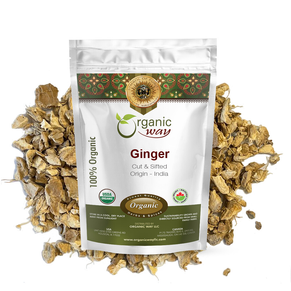 Organic Way Dried Ginger Root Cut & Sifted – Organic, Kosher & USDA Certified