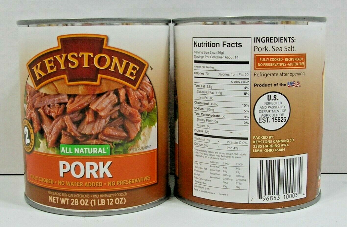 (8 Cans – 2 of each) Keystone ALL NATURAL Ground Beef, Chicken, Beef, Pork 28oz