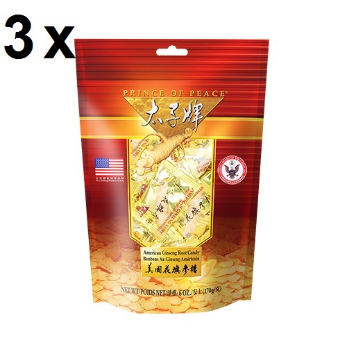 Prince of Peace American Ginseng Root Candy 3 x 6 ounce Bag – Free Shipping!