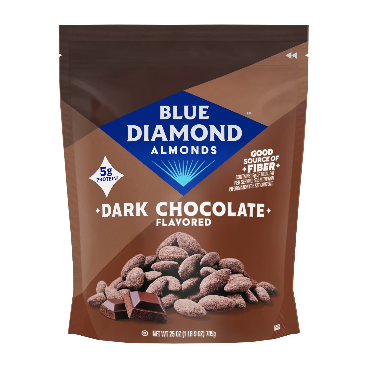 Blue Diamond Almonds Oven Roasted Dark Chocolate Flavored Almonds, 25 oz New