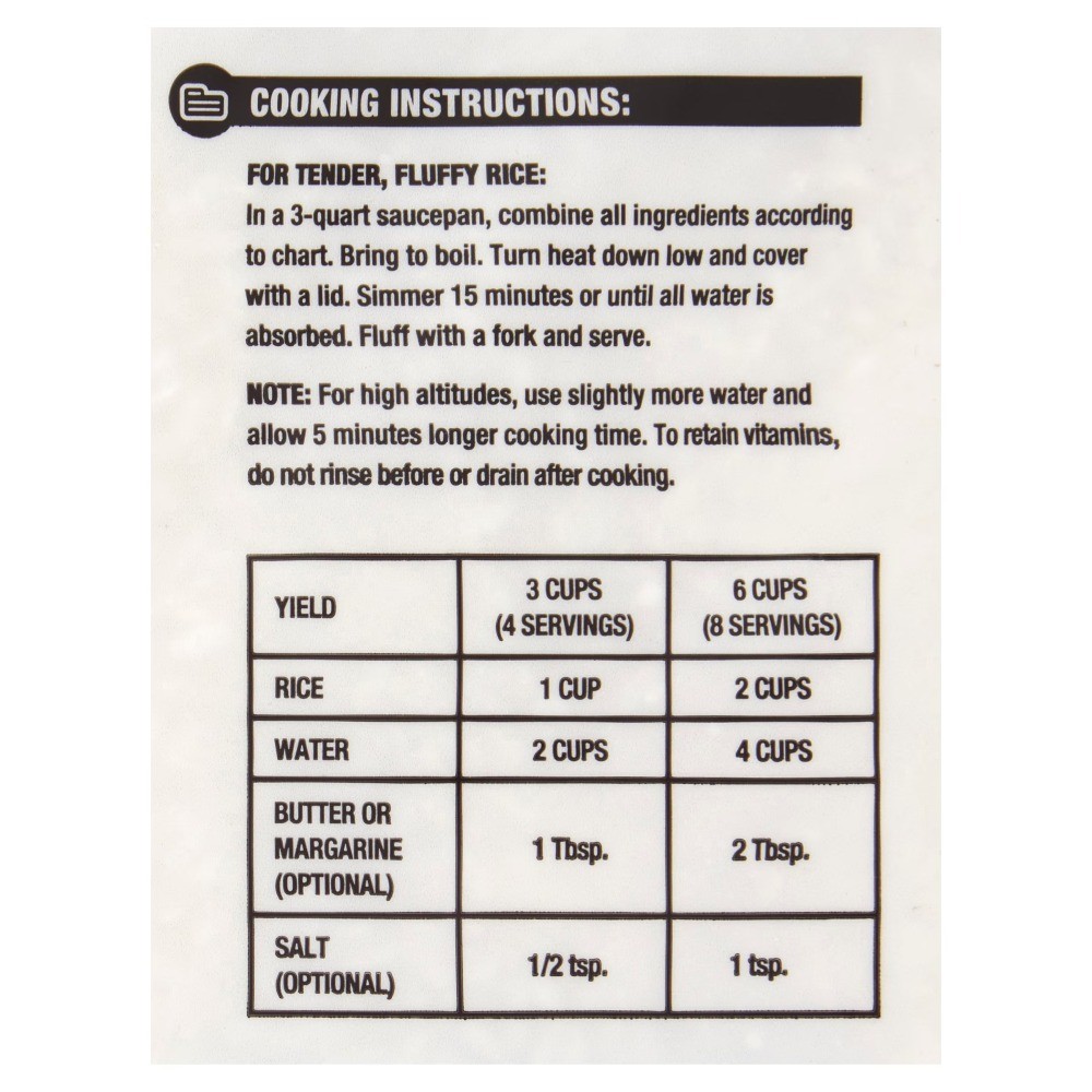Long Grain Enriched Rice, 20 lb