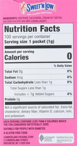 Sweet ‘N Low Granulated Sugar Substitute, 3.5 Ounce (100 Count) (Pack of 2)
