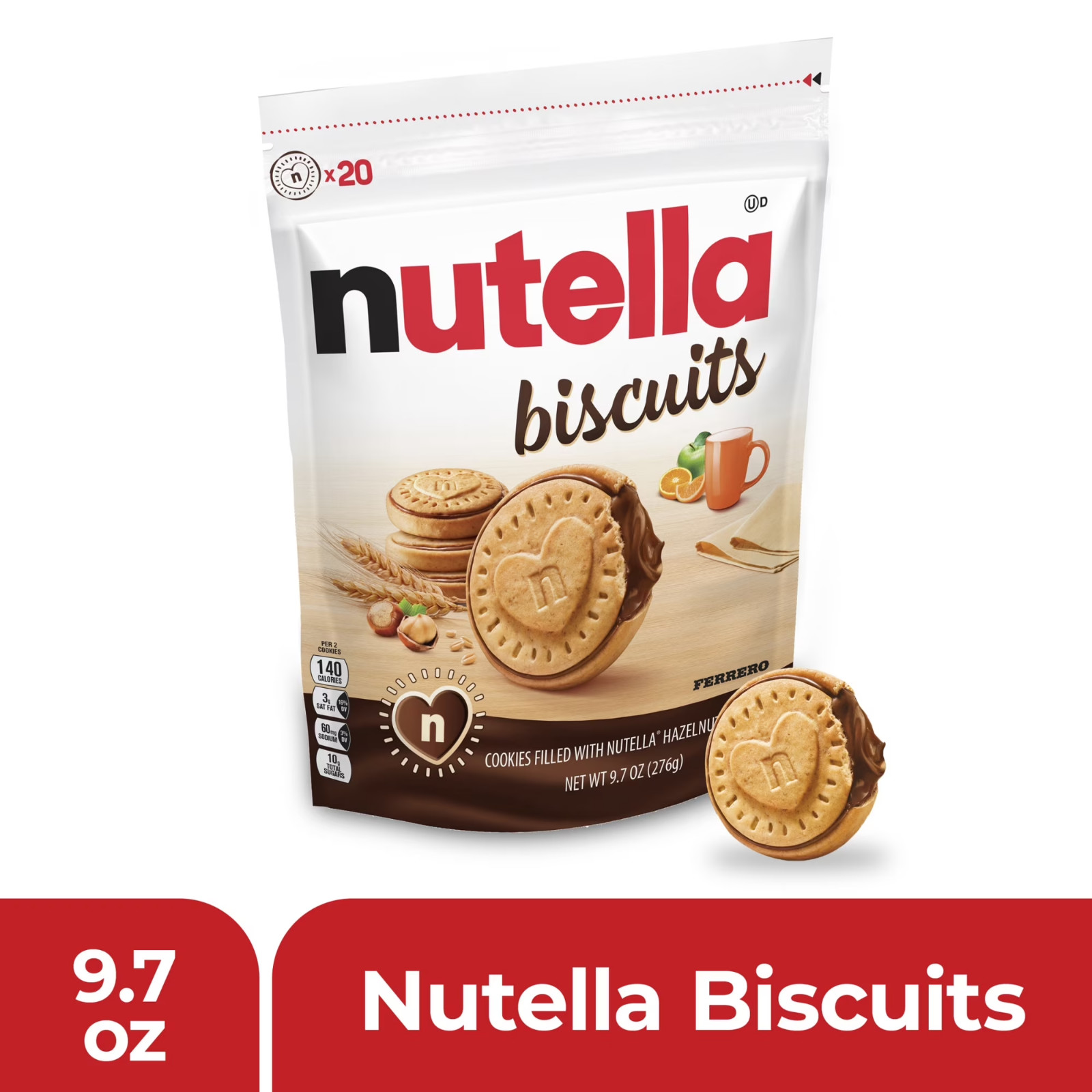 Nutella Biscuits Cookies Filled with Nutella Hazelnut Spread, Sweet Snack Pack,