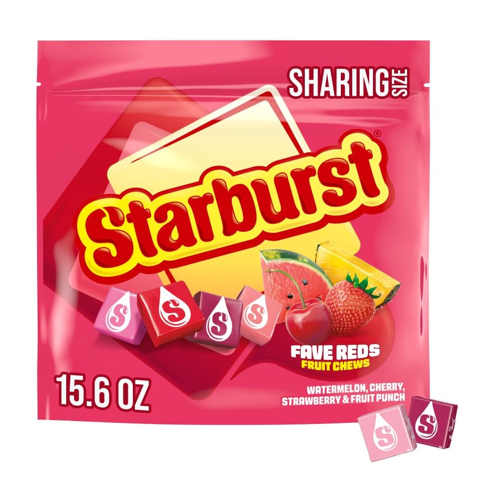 STARBURST FaveREDS Fruit Chews Candy, Chewy 15.6 Ounce (Pack of 1), Red,Pink