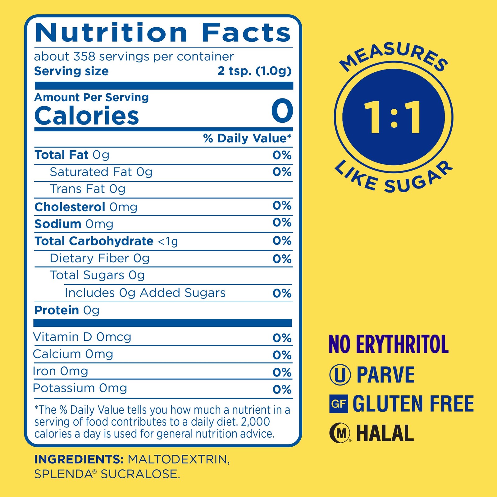 Splenda No Calorie Sweetener Sugar Substitute 1.57 Pound Pack Sugar Free
