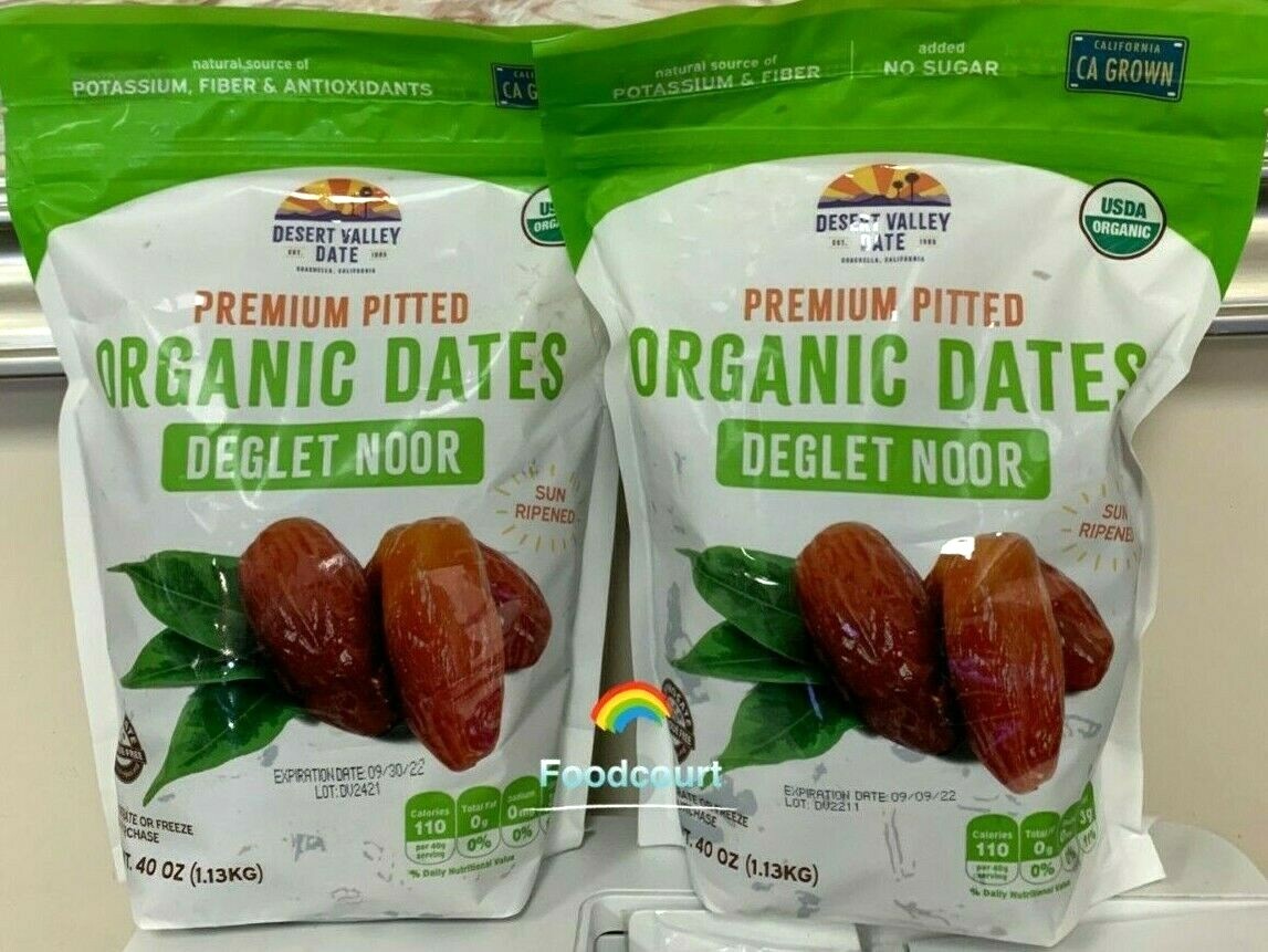 2 Packs Desert Valley Organic Dates Deglet Noor Dried Fruit 40 oz Each Pack