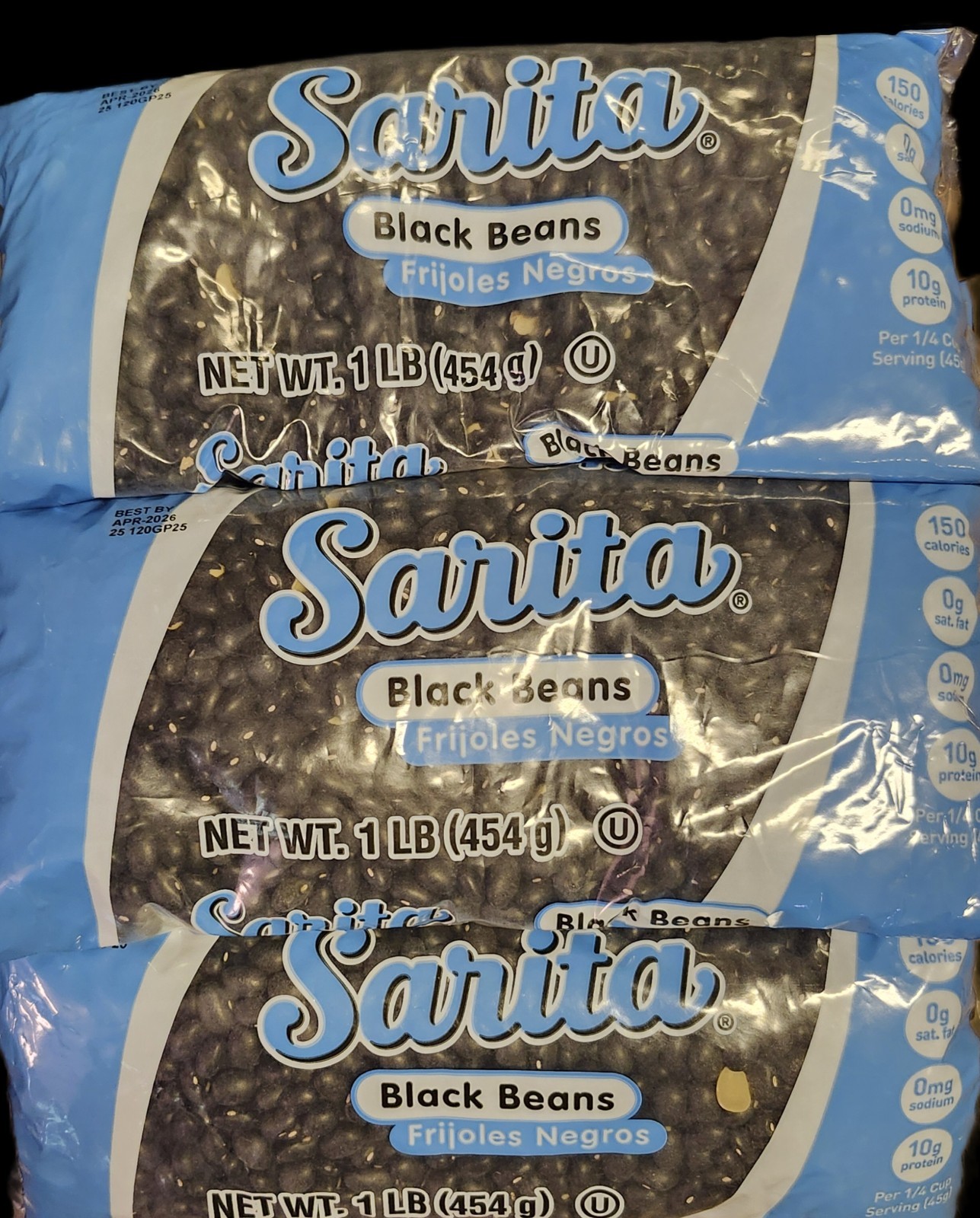 4 SARITA BLACK BEANS DRY BULK FRIJOLES NEGROS 1LB BAGS (4LBS) FREE SHIPPING USA