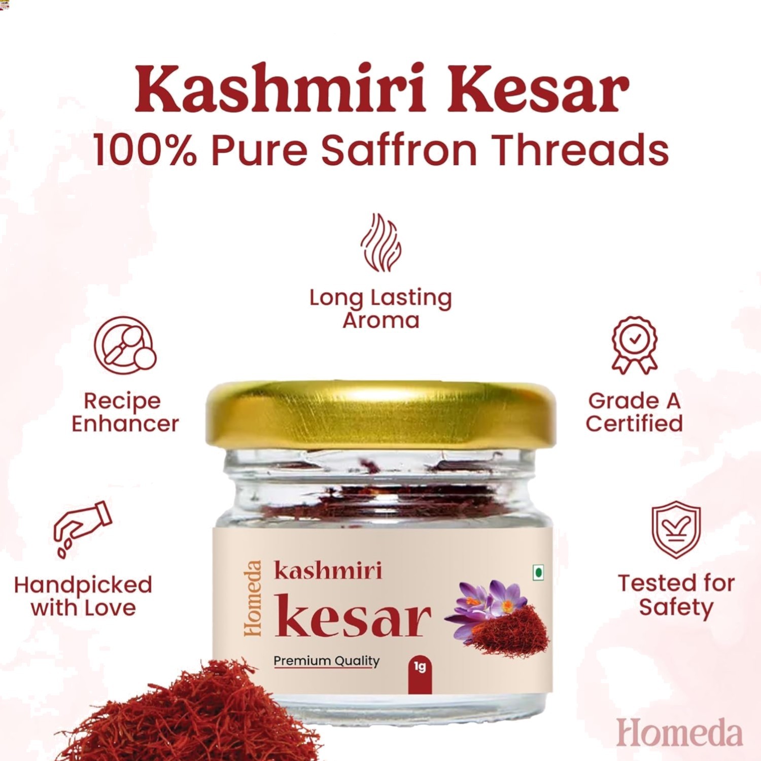 Saffron Threads, Pure Saffron Spice – Kesar Safron for Cooking, Azafran Para …