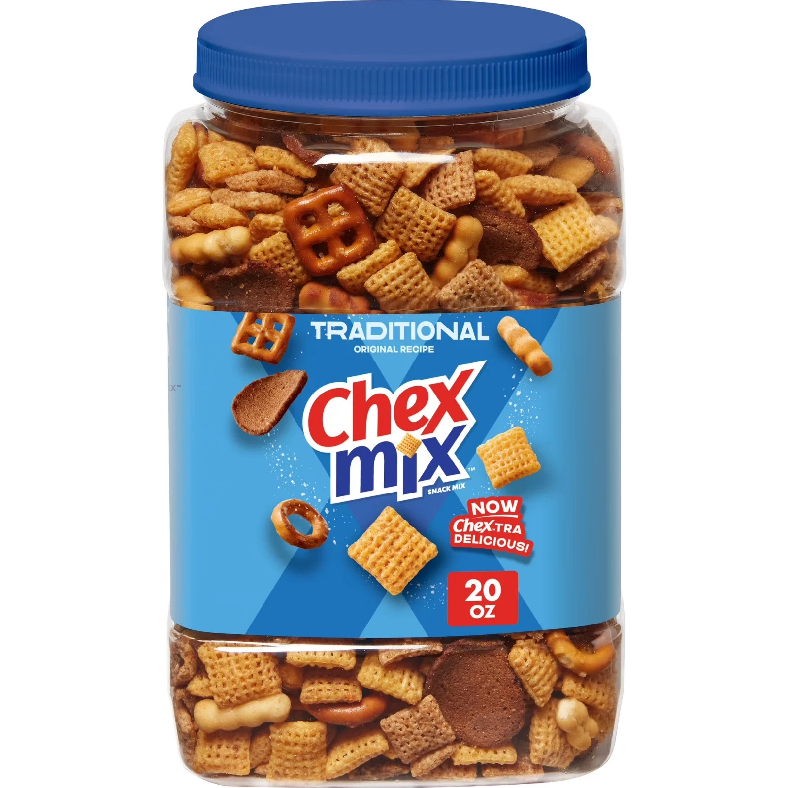 Chex Mix Traditional Snack Mix, Salty Snacks Tub, 20 oz New