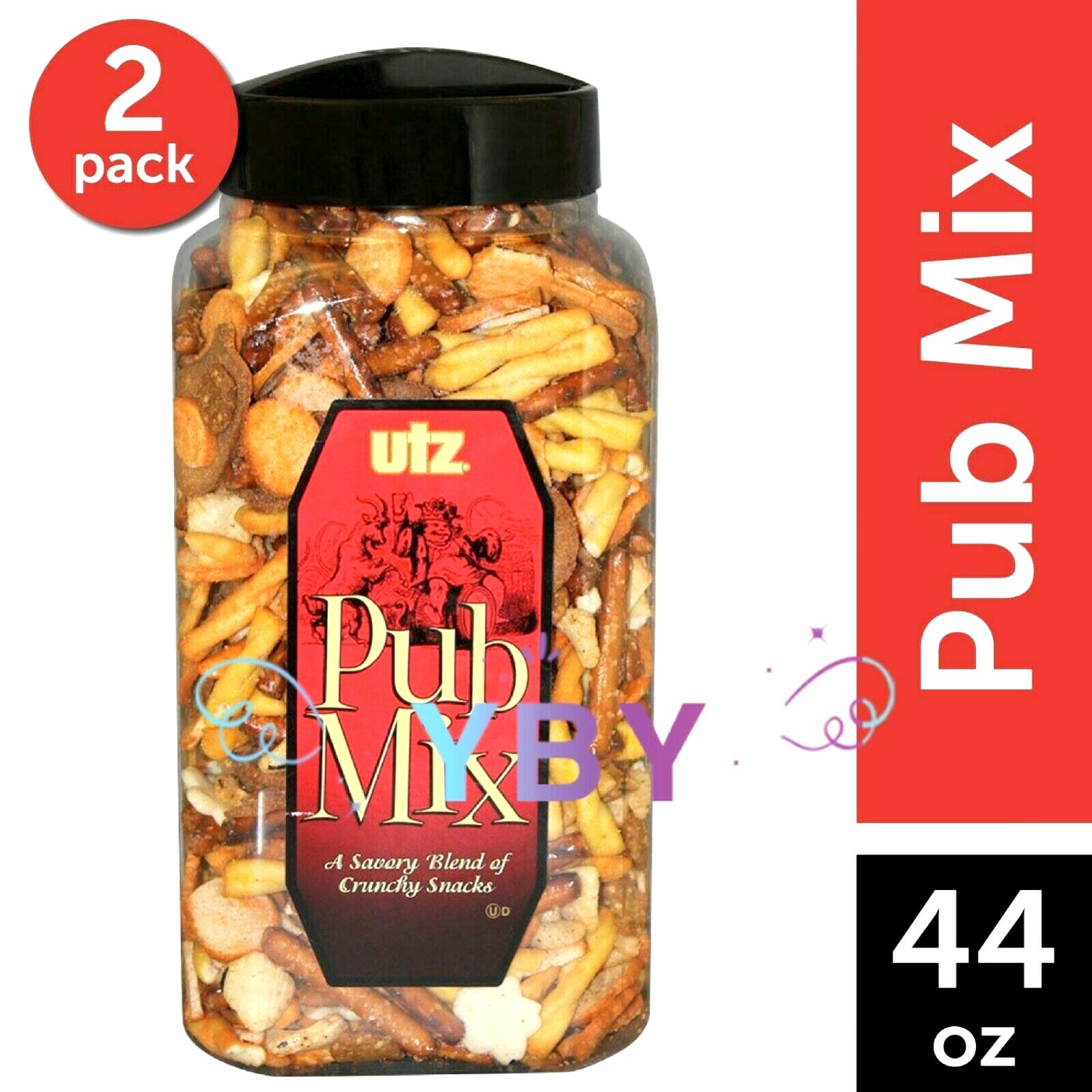 2 Packs Utz Pub Mix Barrels A Savory Blend of Crunchy Snacks 44 OZ Each Pack