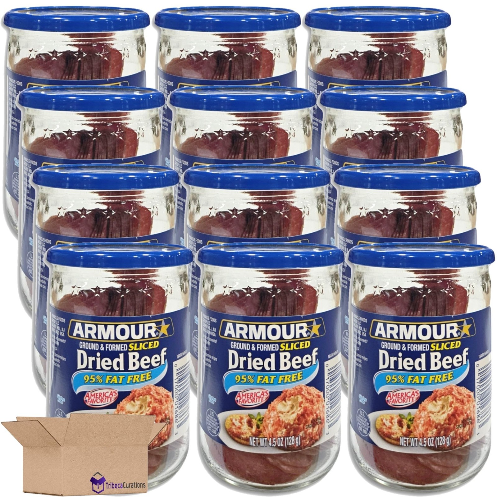 Armour 95% Fat Free Sliced Dried Beef Value Pack | 4.5 Ounce | Pack of 12