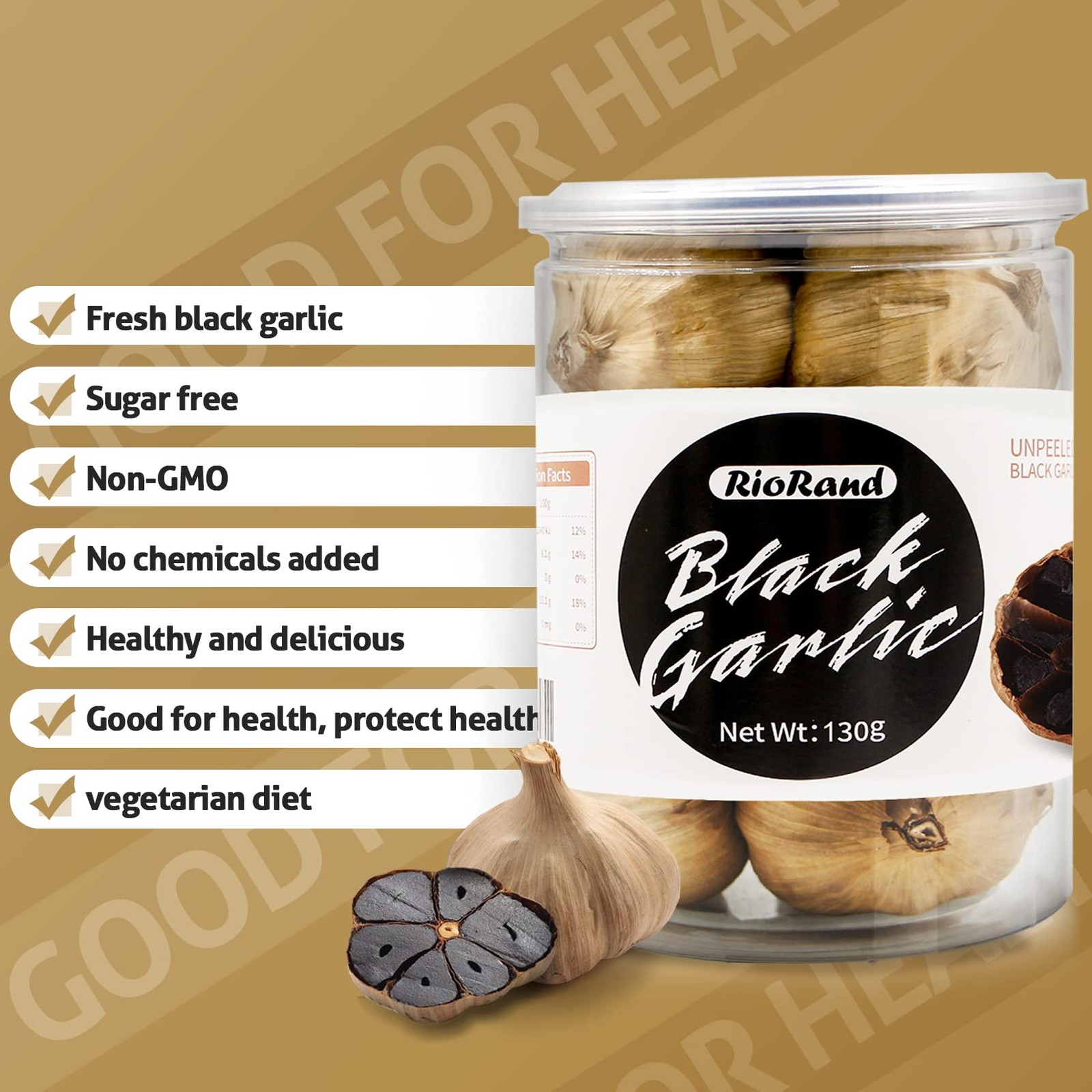 Black Garlic 130g Whole Black Garlic Aged for Full 90 Days Black Garlic Jar 0…