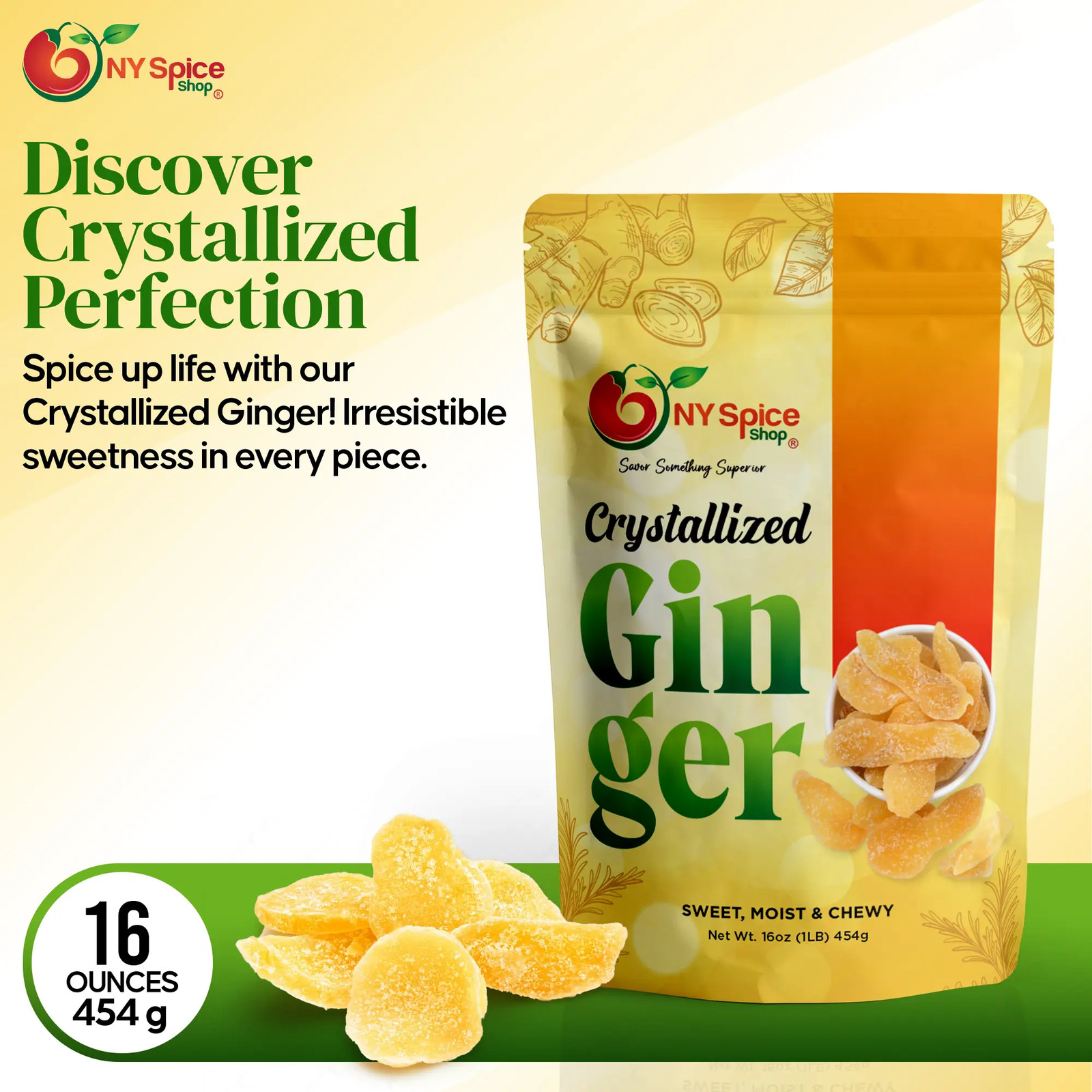 Crystallized Ginger Dehydrated Kosher Candied Sugar Slices Dried