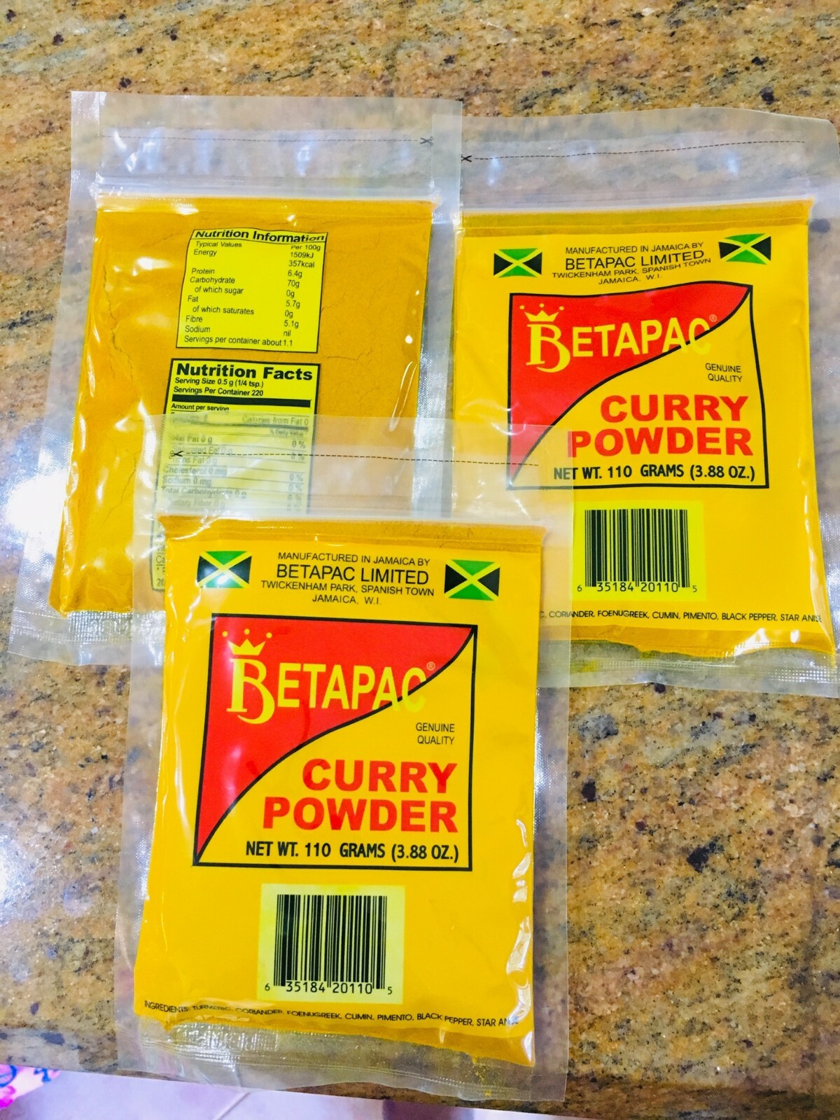 100% Jamaican Curry Powder Seasoning BetaPac 3.88oz(110 Grams) Packet