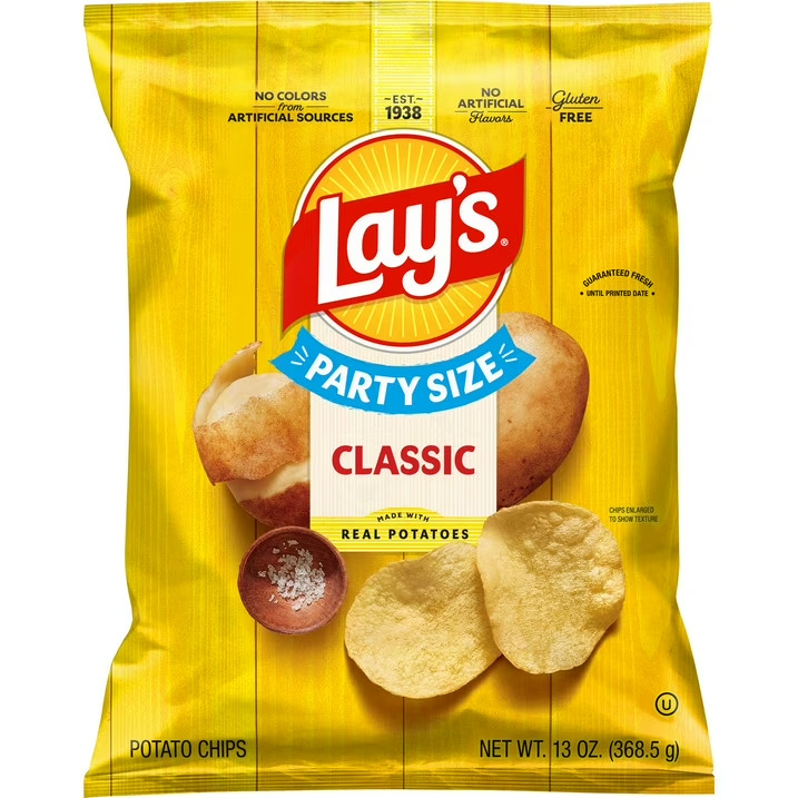 Lay’s Classic Potato Chips, Party Size, 13 oz Bag Free Shipping