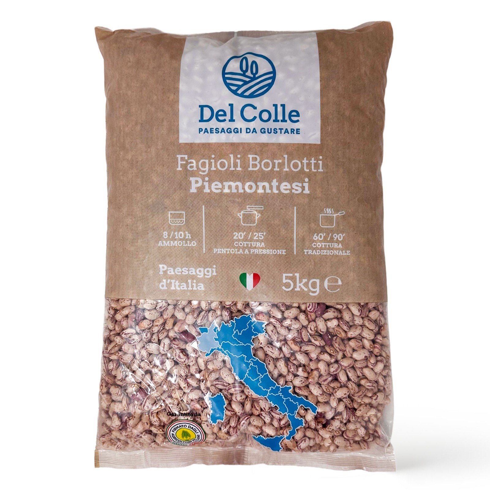 Del Colle Piemonte Cranberry Beans, 11 LBS (5 kg) – Sproutable, Vegan, Kosher