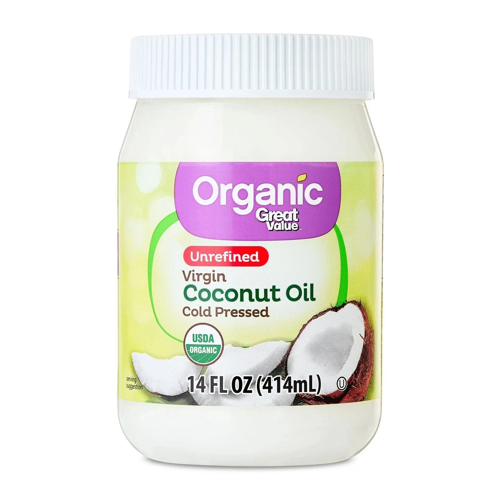 Great Value Organic Unrefined Virgin Coconut Oil, 14 fl oz