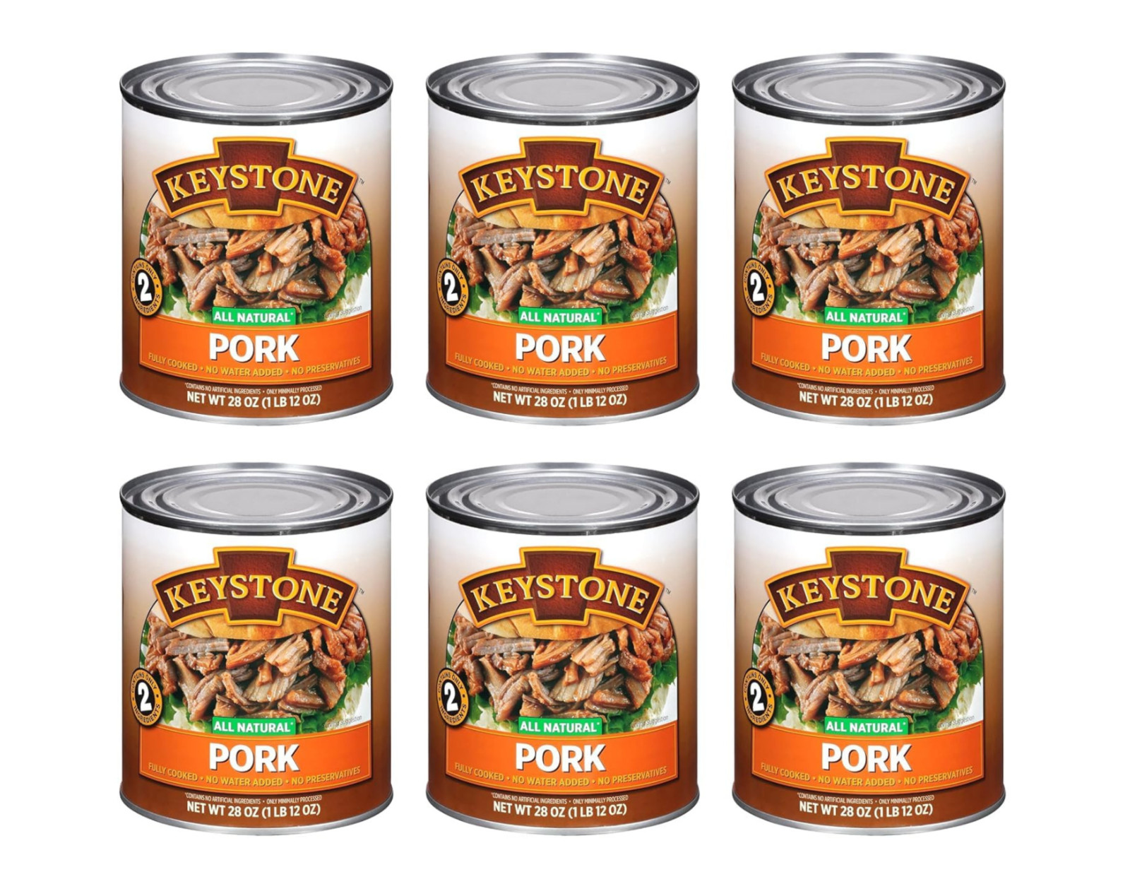 (6 Cans) Keystone Pork **ALL NATURAL – NO PRESERVATIVES – FULLY COOKED** 28oz