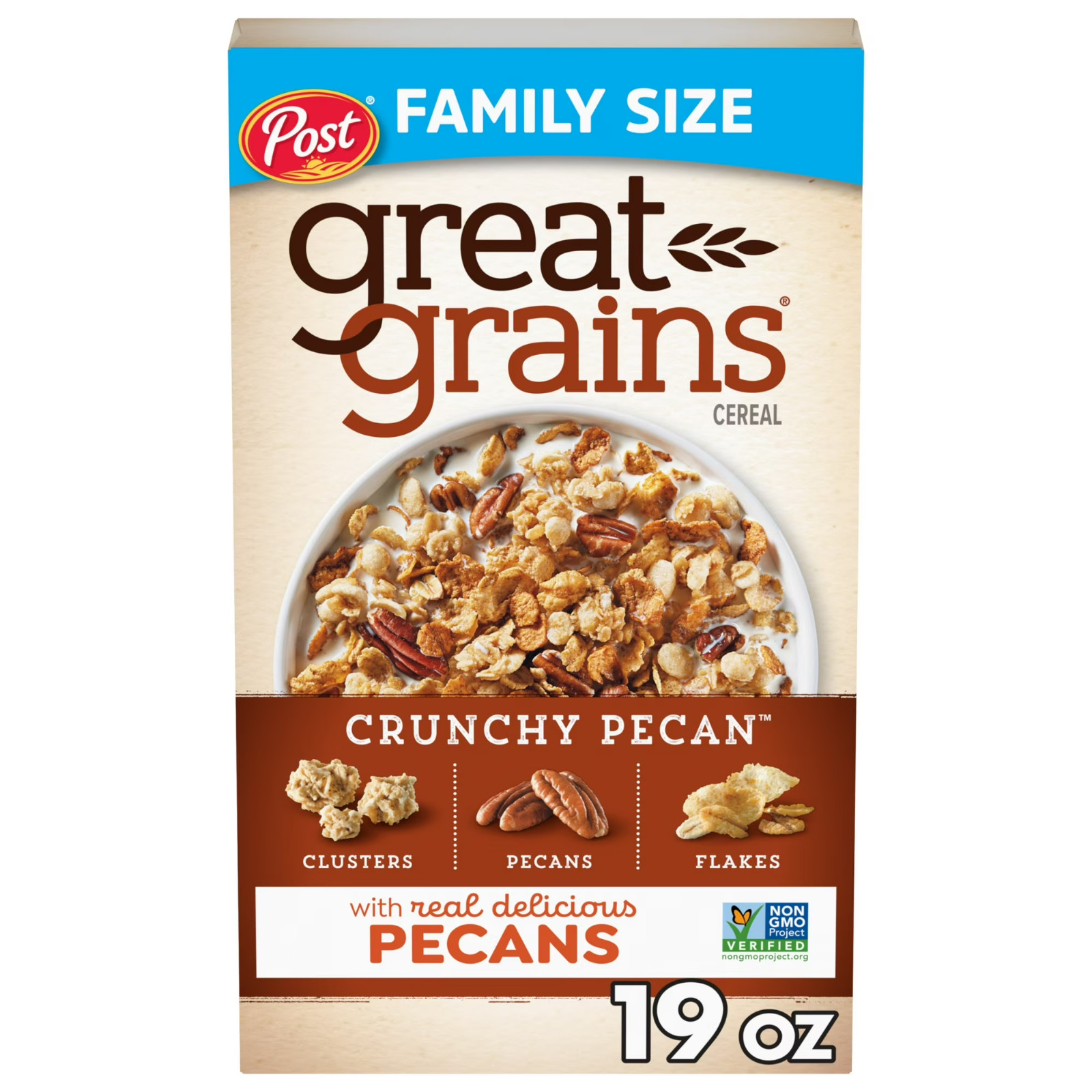 Post Great Grains Crunchy Pecan Breakfast Cereal, Non GMO, Heart Healthy, Low Fa