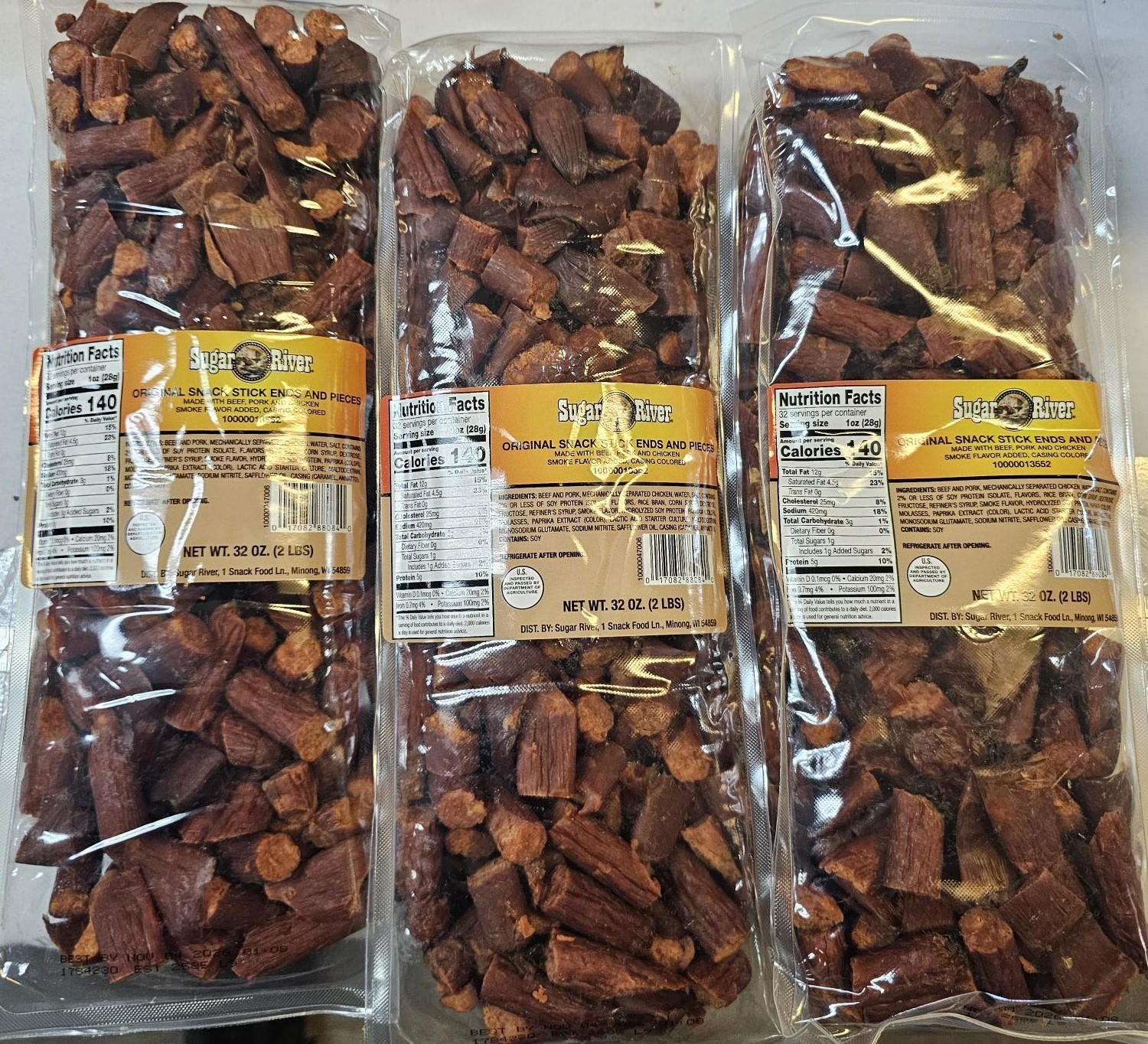 2 lb Sugar River Original Meat Snack Sticks Sealed «loose» exp 12/1/26 lot of 3