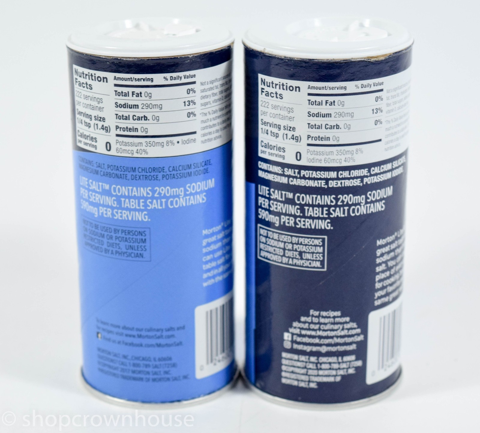 2 Morton LITE SALT 50% Less Sodium than Table Salt Iodized 11oz
