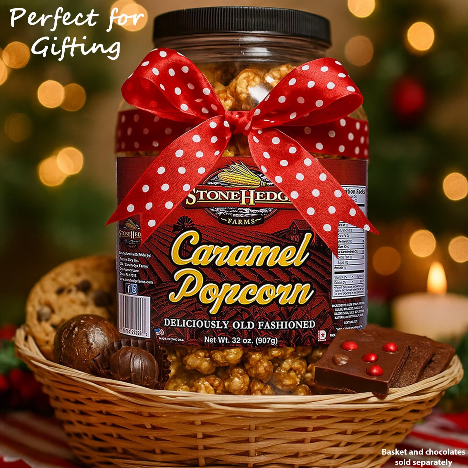 Stonehedge Farms Caramel Popcorn, 32 oz Tub, Gourmet Sweet Snack