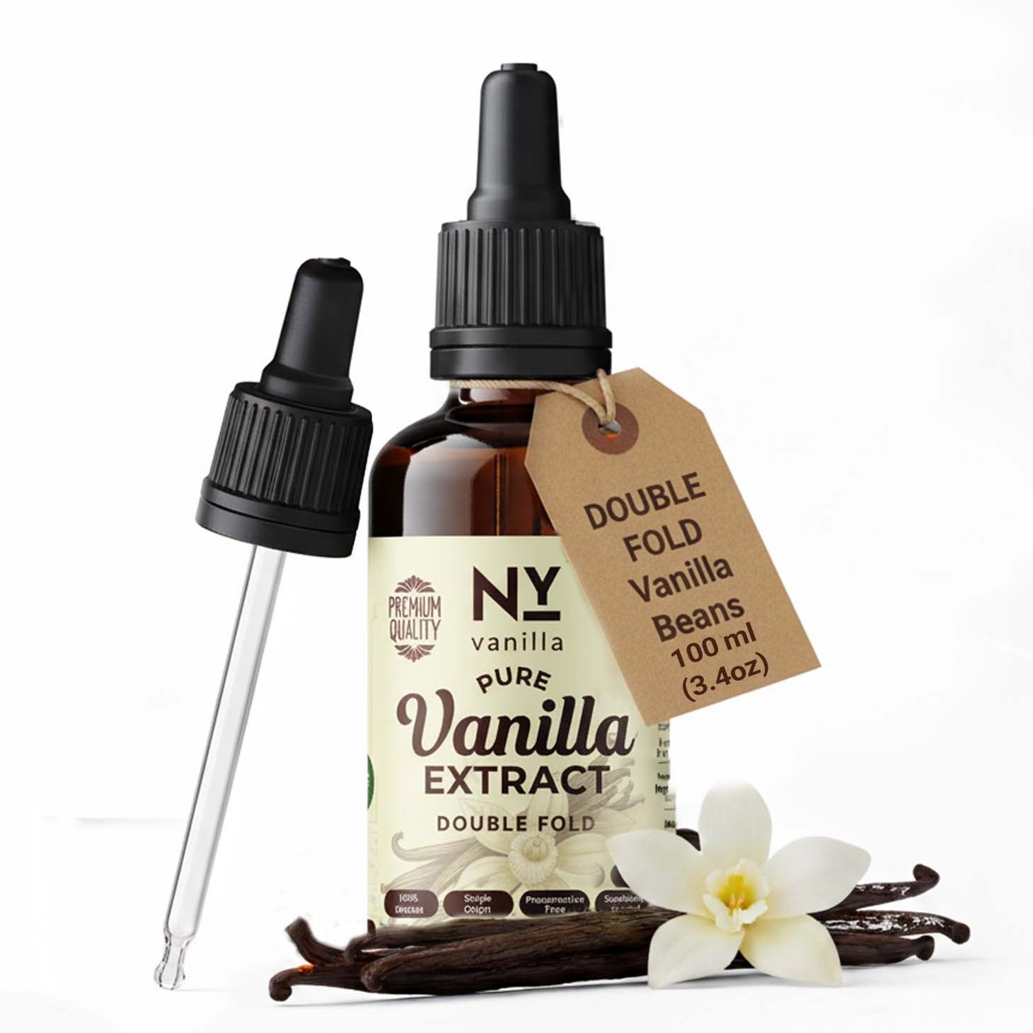 Double Fold Vanilla Bean Extract, Pure Vanilla Extract For Baking 100 Ml