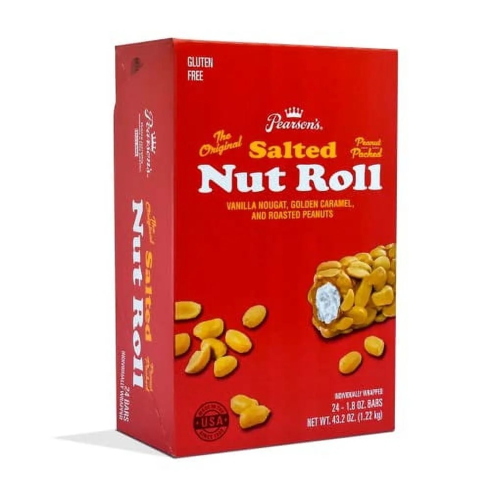 Full Box 24x Pack Pearson’s Original Salted Peanut Packed Nut Roll Candy | 1.8oz