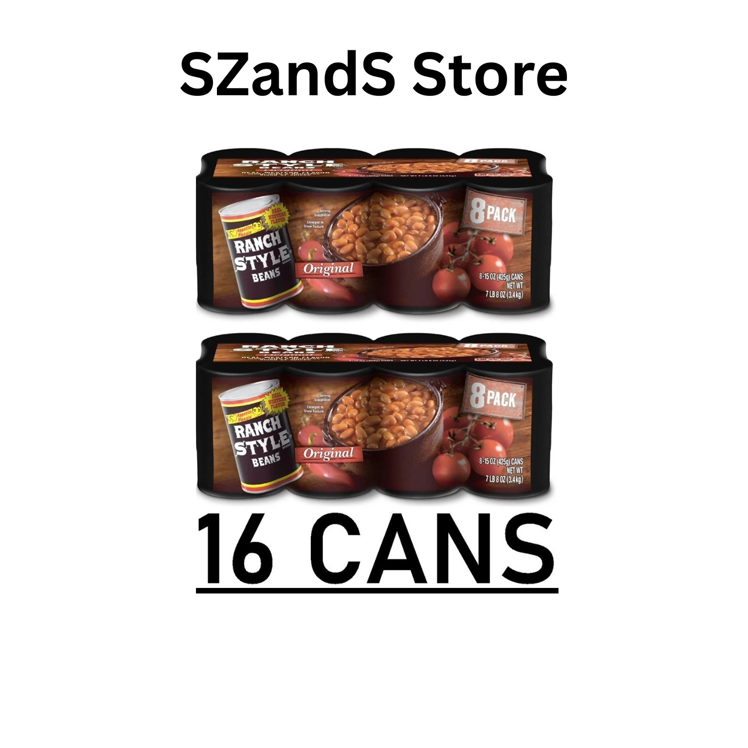 16 CANS – Canned Beans, Ranch Style Beans 15 oz Each – *FRESH