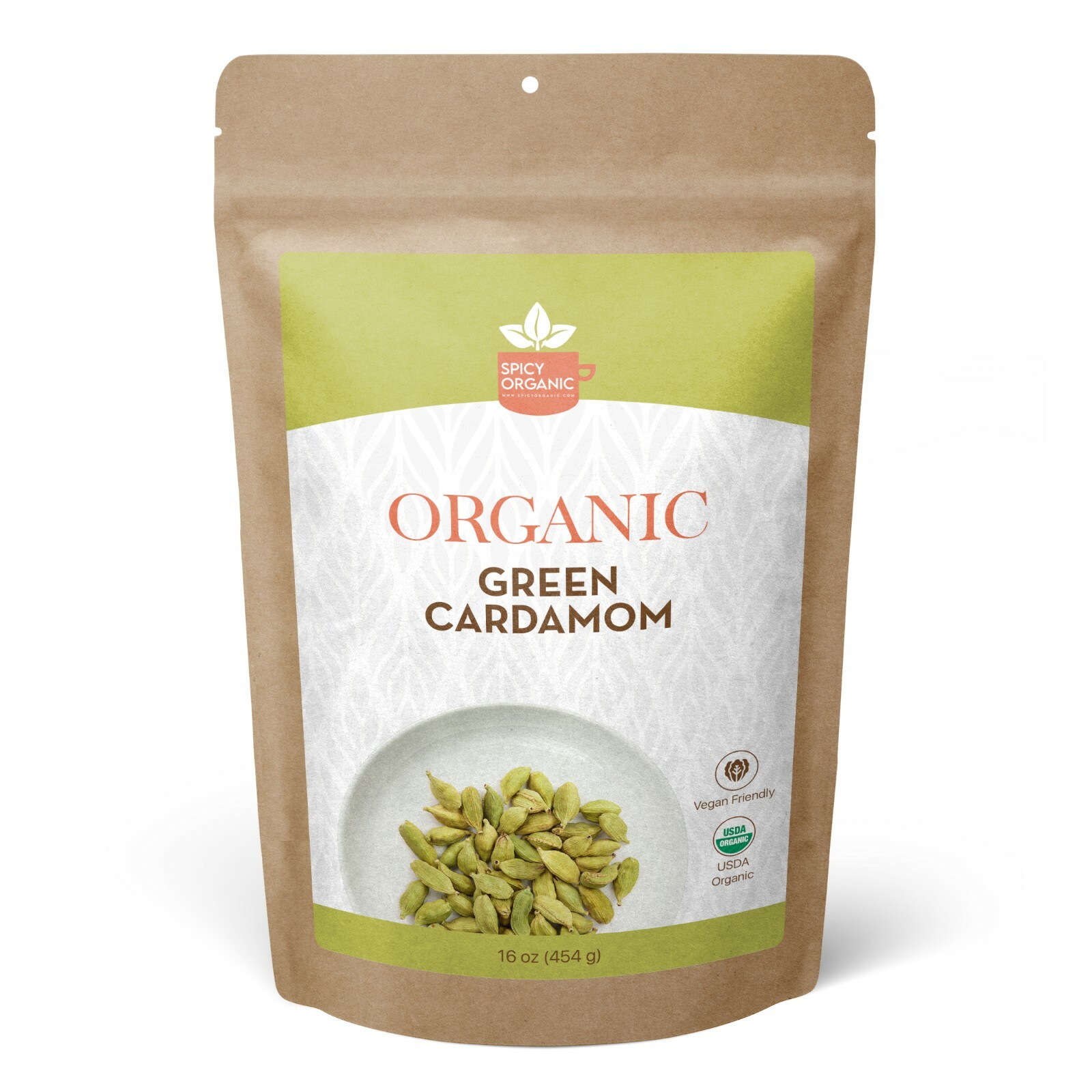 Organic Green Cardamom Pods Whole – Gluten Free – Fresh Cardamom Seeds – 16 OZ