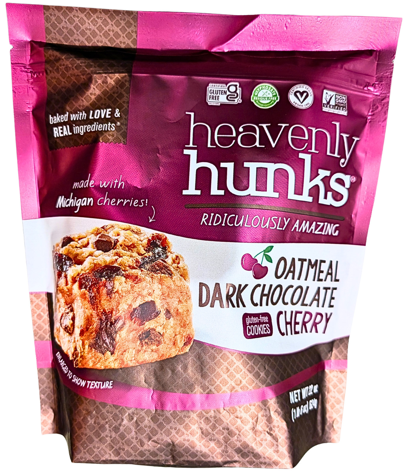 Heavenly Hunks Oatmeal Dark Chocolate Michigan Cherry Cookies 22 Oz EXP 05/2027