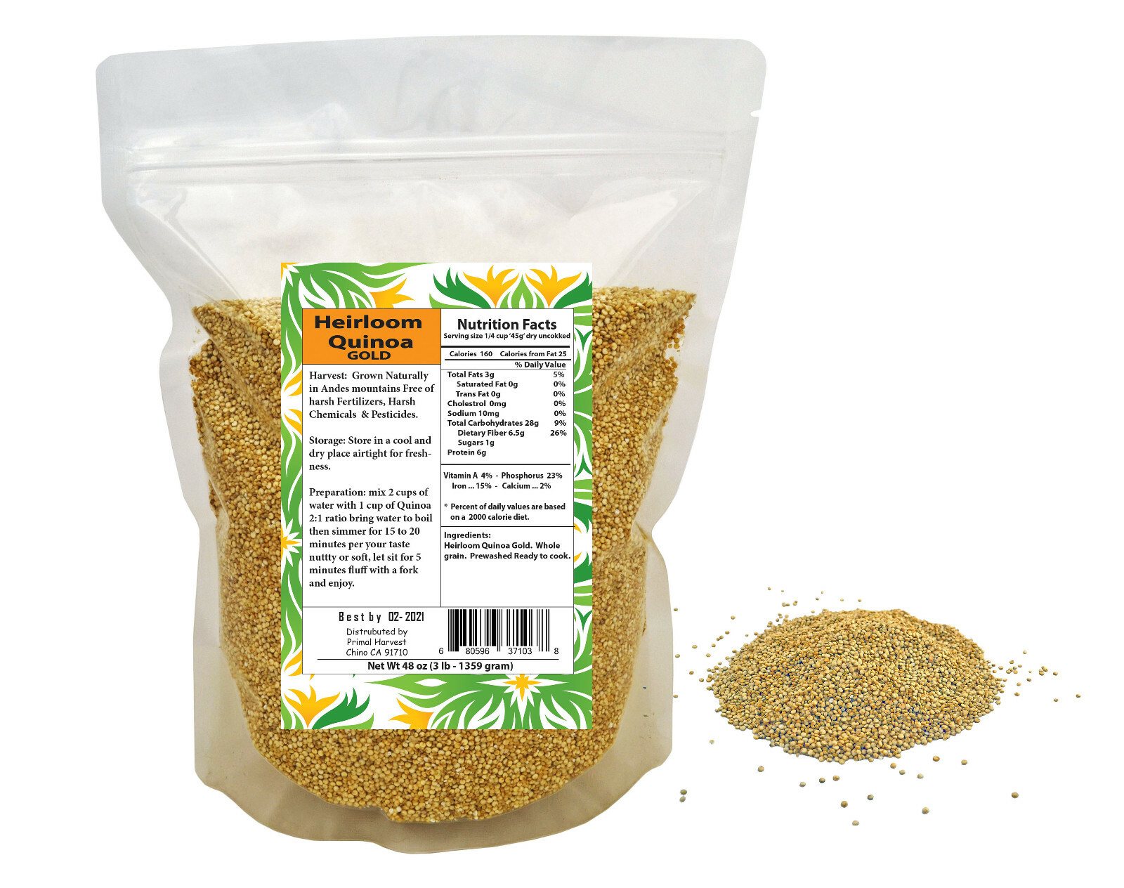 Organic Quinoa GOLD Whole Grain non GMO Bulk Vegan