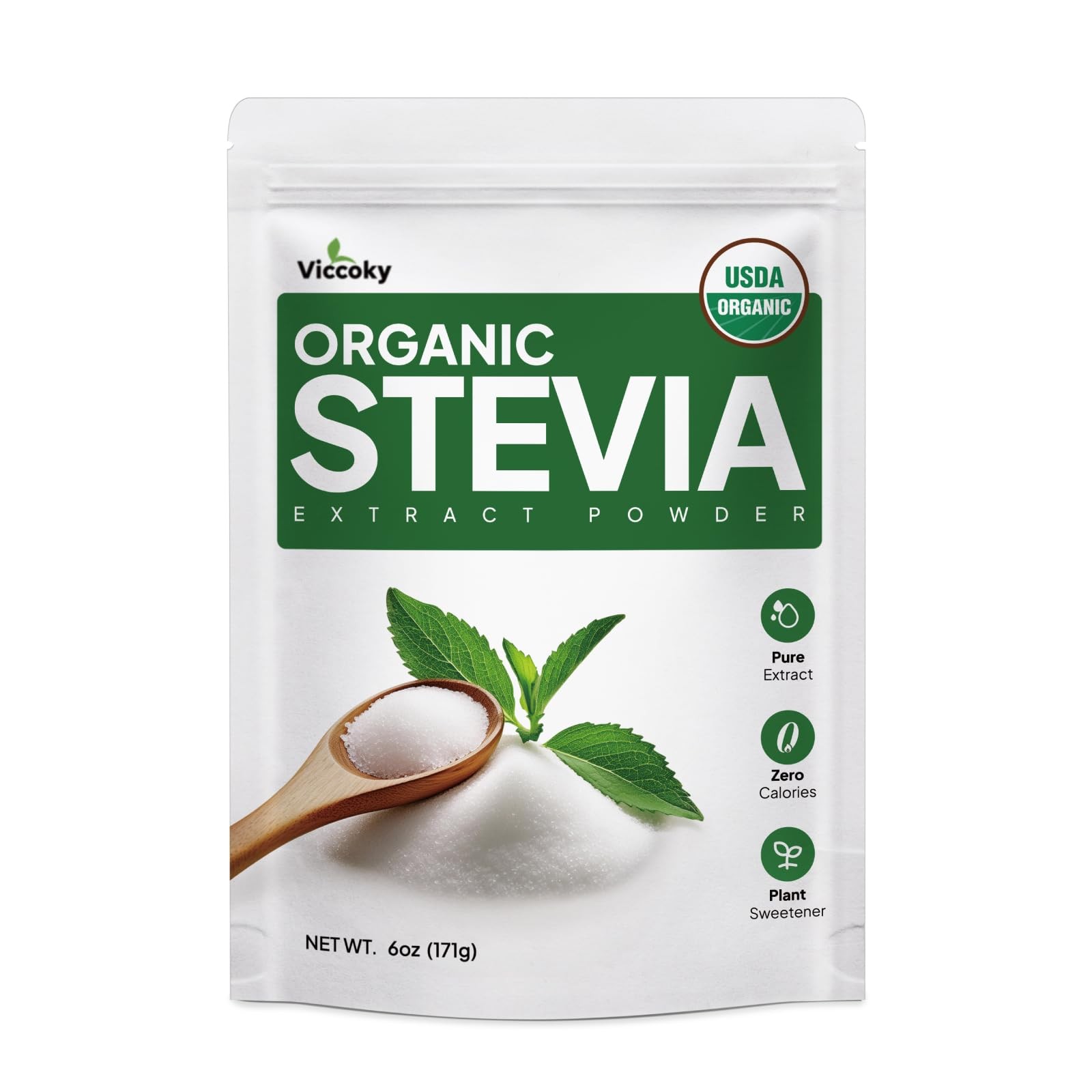 Viccoky Organic Stevia Powder 6oz 171g, Stevia Extract Powder, Sugar-Free &…