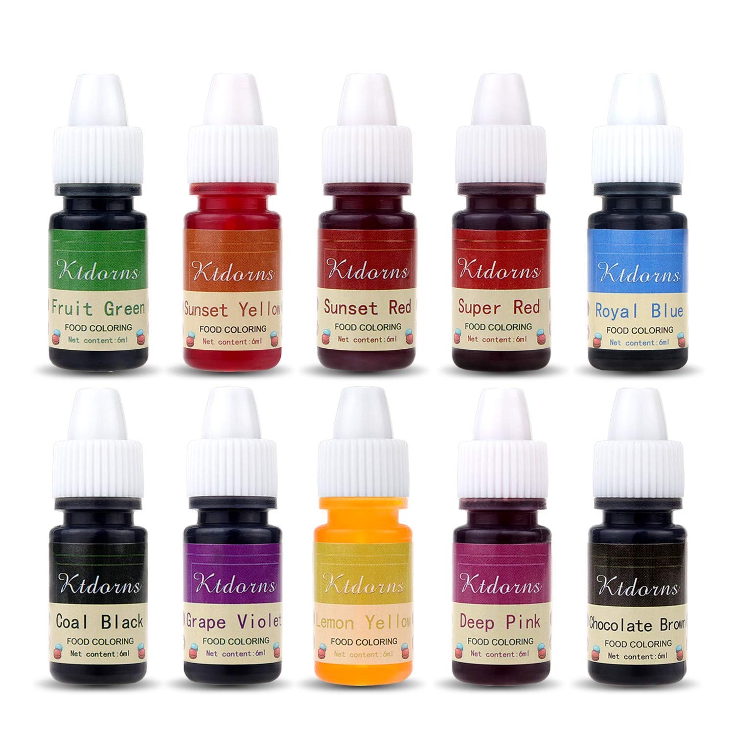 Food Coloring Liquid Kit 10 Colors for Baking Decorating Cake Fondant Slime