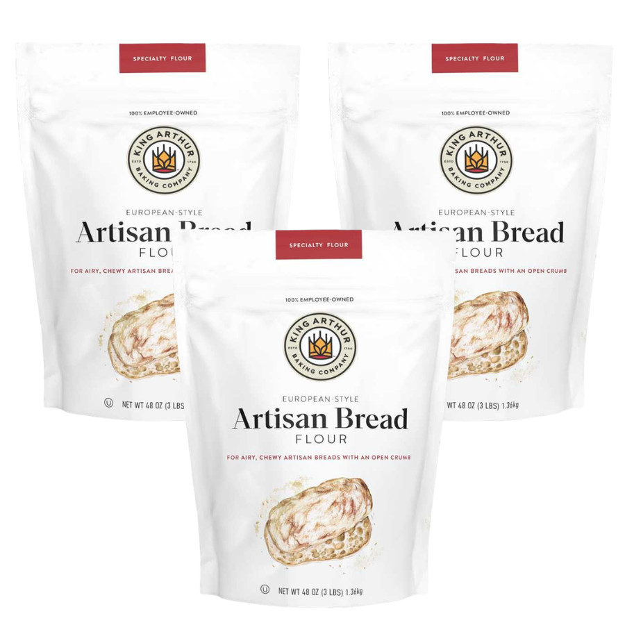 King Arthur Artisan Bread Flour 48 oz – EXP:12/2027 – New/Sealed – (Pack of 3)