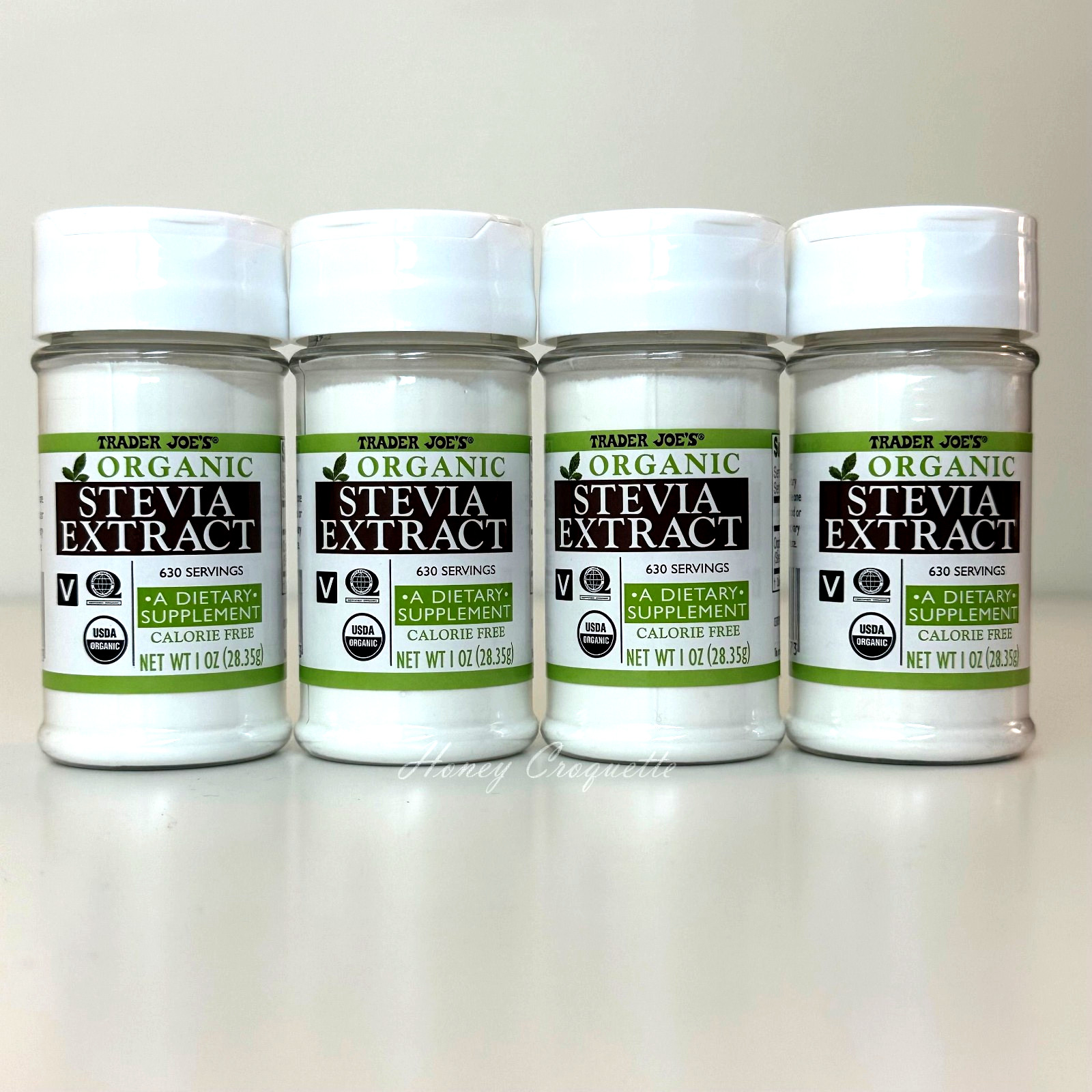 4 X New Trader Joe’s Pure Organic Stevia Extract Powder 1 Oz Each – Exp 10/2031