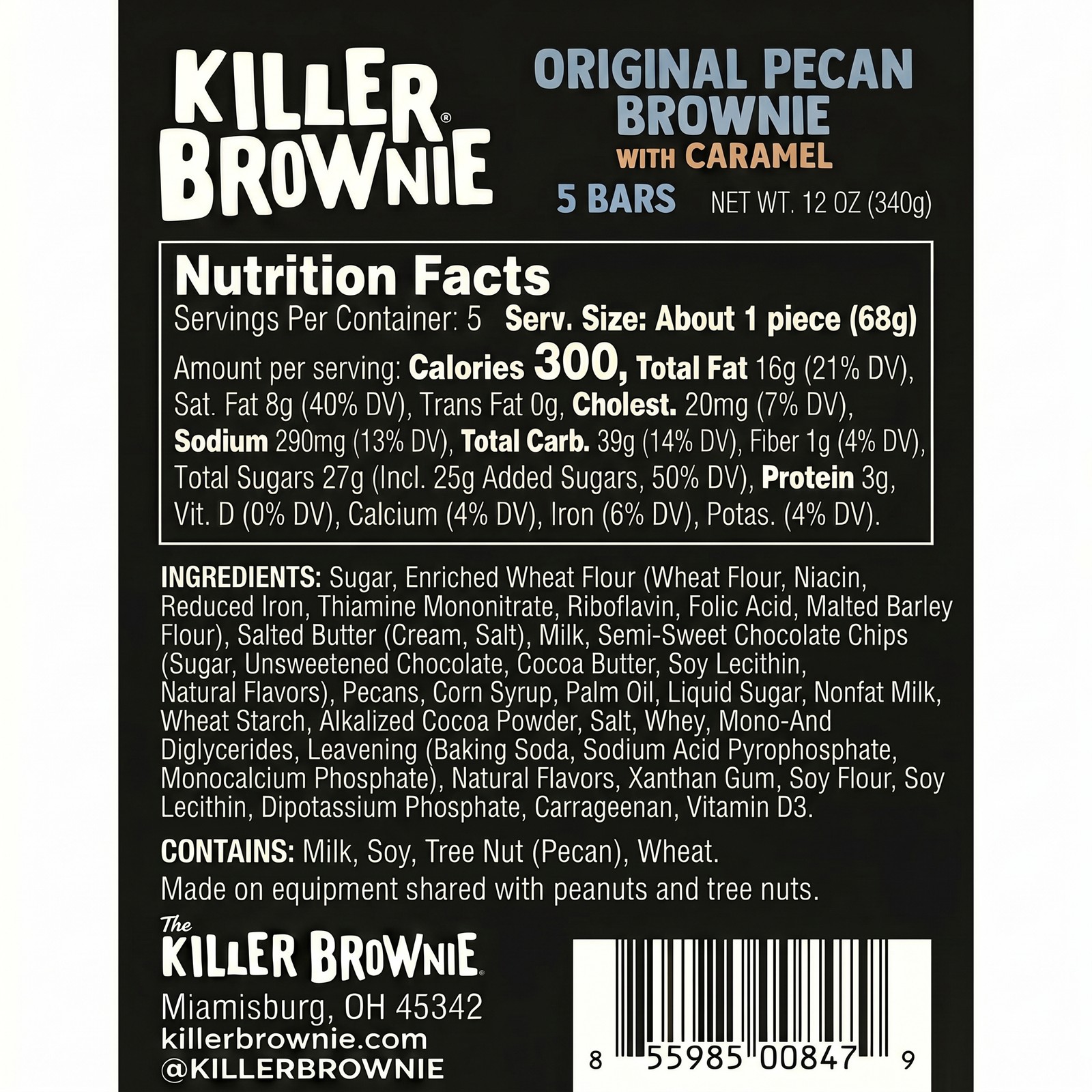 Killer Brownie Caramel Pecan Brownie Bars 15 Count, 3 Pack (5 Bars Each) Gourmet