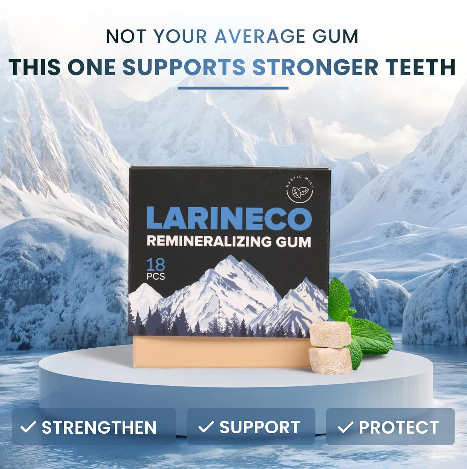 Larineco Sugar-Free Remineralizing Gum, Hydroxyapatite & Xylitol, 36 Ct | Mastic