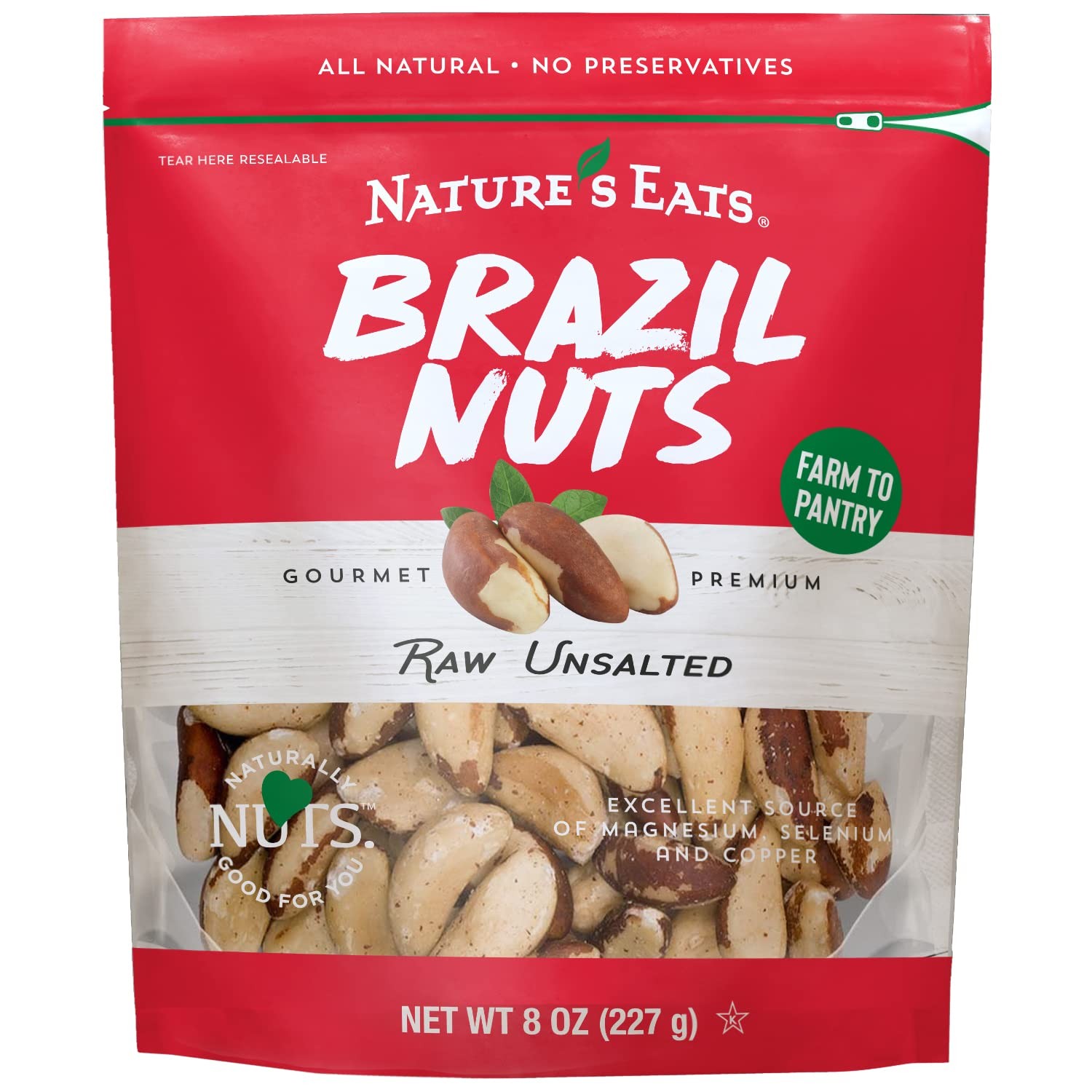 Raw Unsalted Whole Brazil Nuts 8 Oz Superfood Snack from Brazil Nature’s Eats